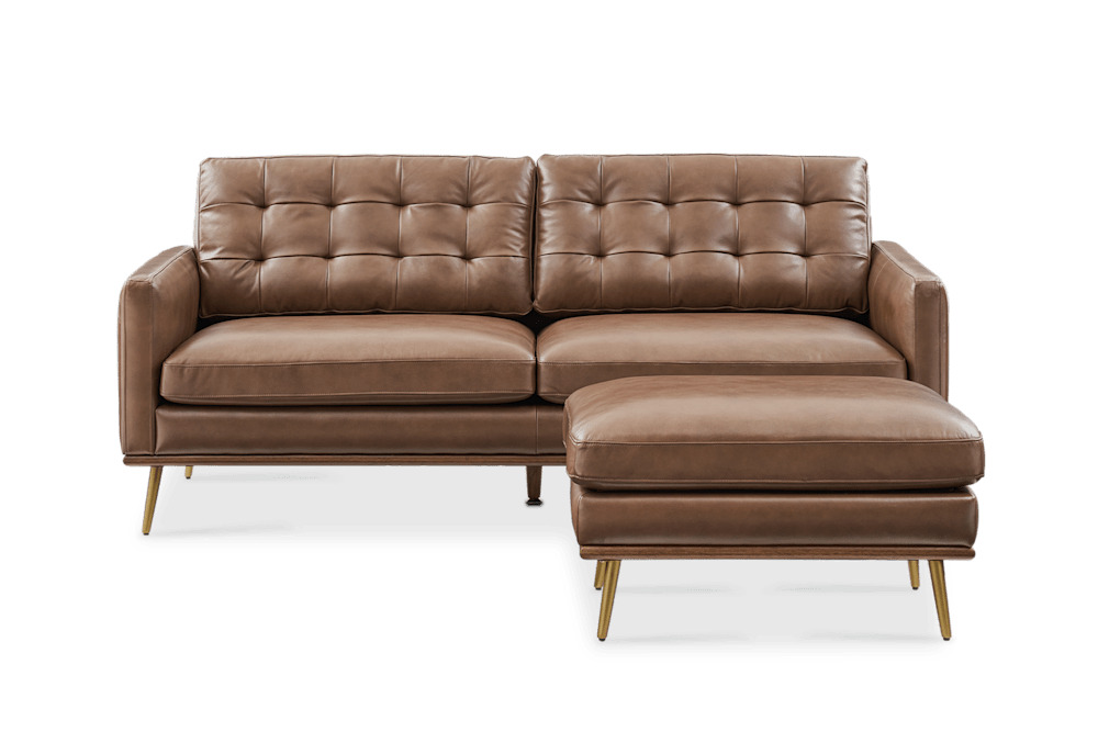 Castlery Isaac Leather Sofa + Ottoman