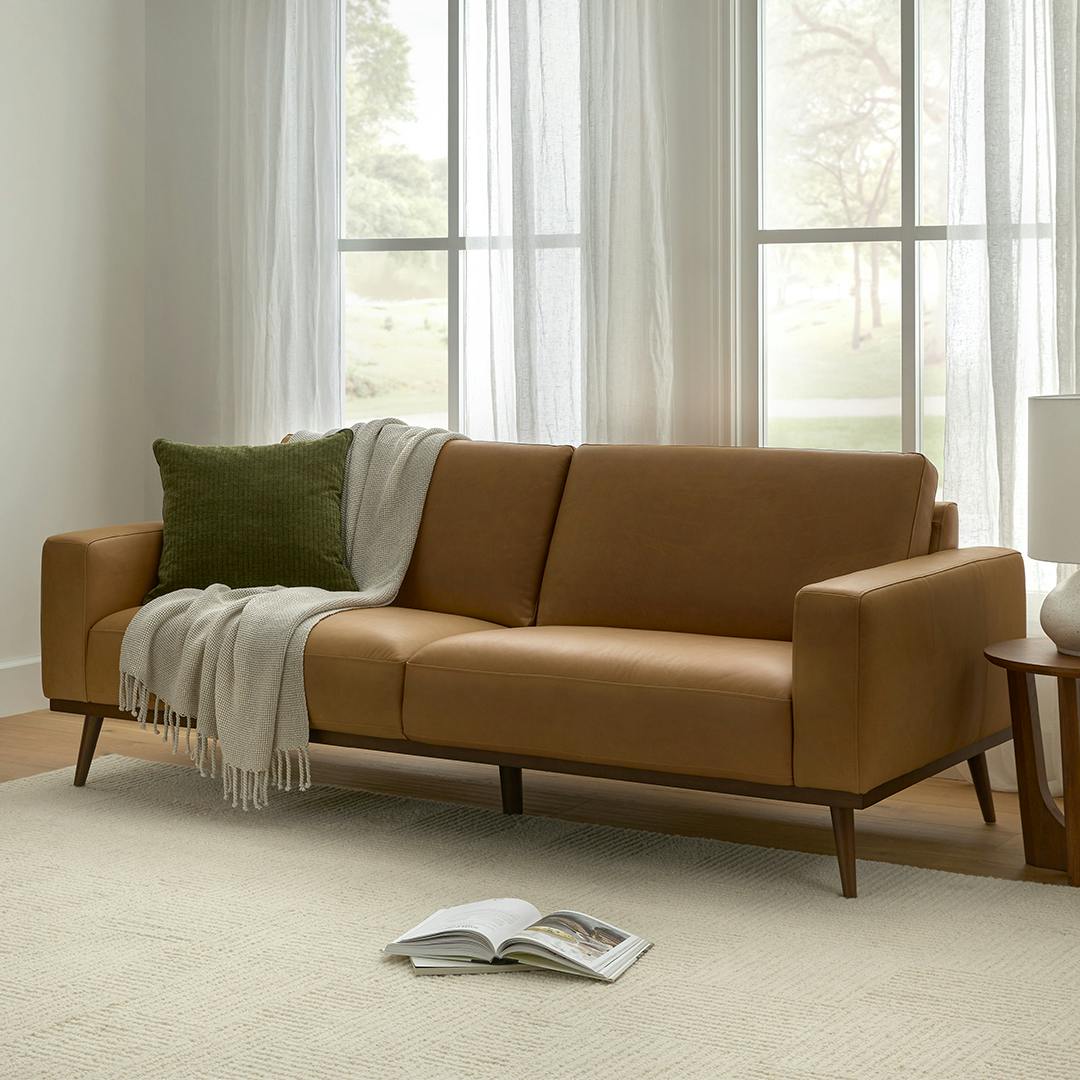 Article Rhett 84″ Leather Sofa + Ottoman